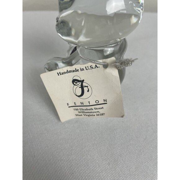 Fenton Clear Glass Bear Figurine Purple Amethyst Heart February Birthstone - Picture 7 of 8